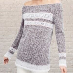 Sleeping on snow Anthropologie wool blend fair isle nordic faroe Sweater M Gray